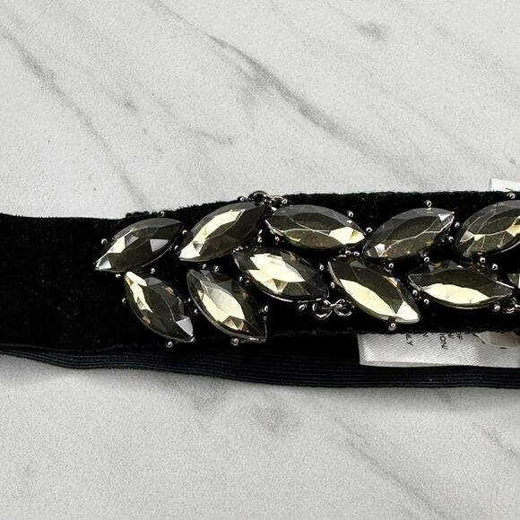 Loft Black Velvet Rhinestone Stretch Cinch Belt Small/Medium S/M โจ - Picture 4 of 16